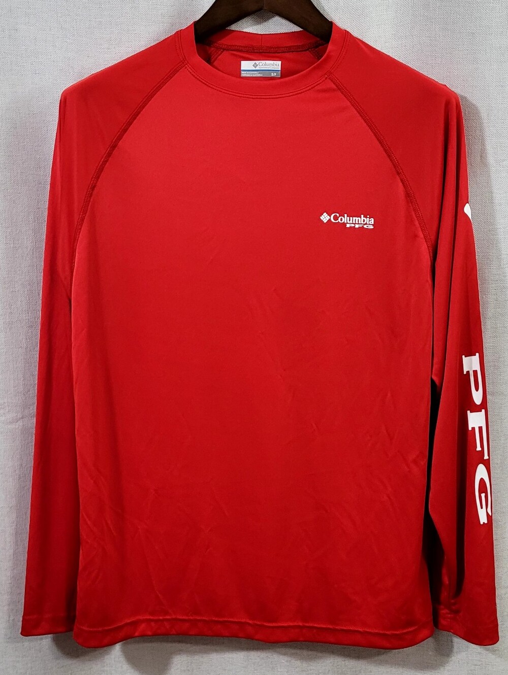 Columbia PFG Terminal Tackle Long Sleeve Fishing Shirt Red Men’s Small XM6091